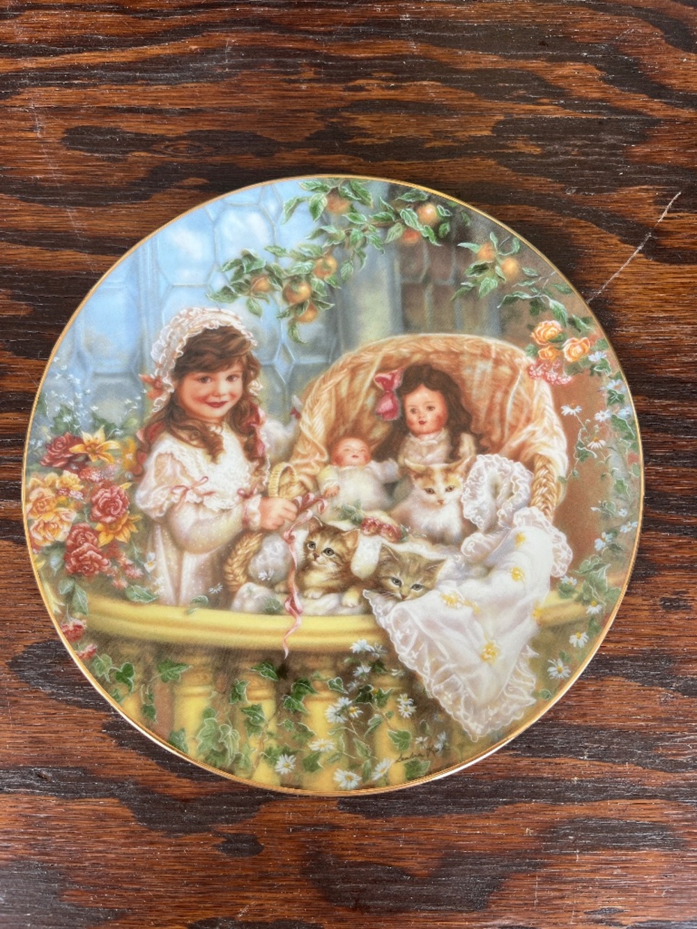 Reco "Cats in the Cradle" Collector Plate • Sandra Kuck • Hearts & Flowers • COA